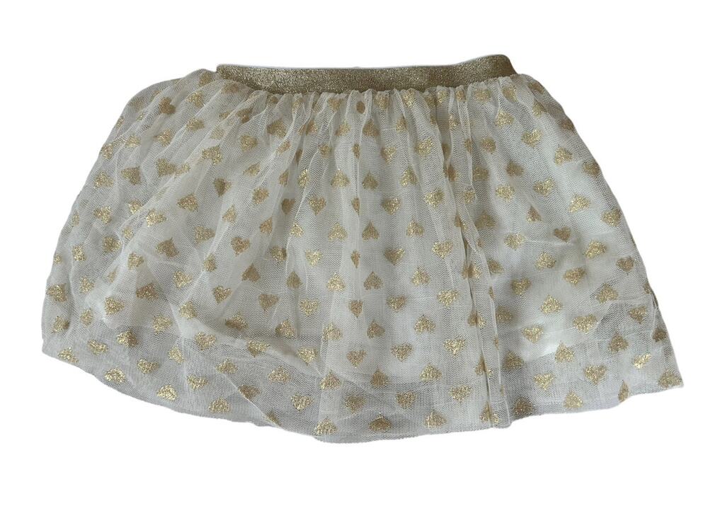 Hanna Andersson White Gold Heart Tulle Skirt size 85